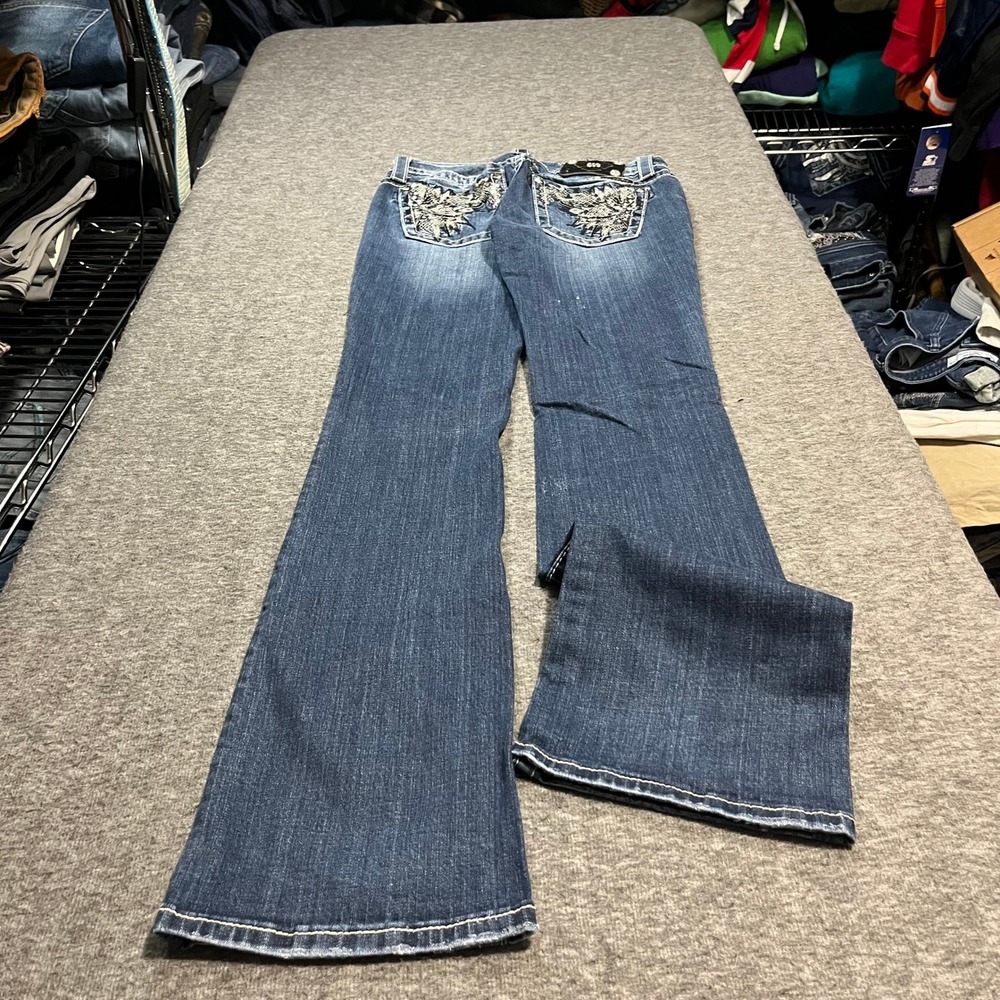 Miss Me JP5775B Bootcut Jeans Wing Sequin Embroidered Dark Wash Womens 28x34